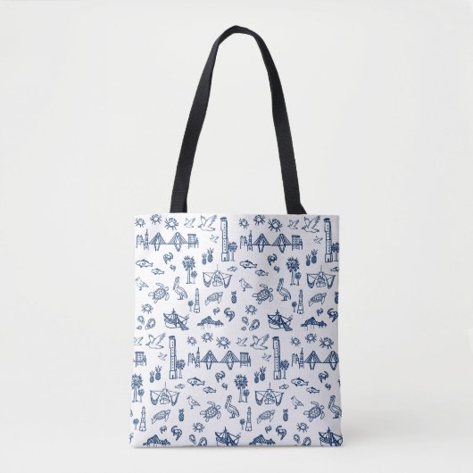 Tote Bag Charleston Toile en Marine (Devant)