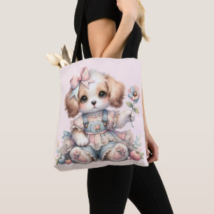 Tote Bag Charmant Cottagecore Farmcore Style de Chiot Kawai