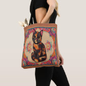 Tote Bag Charmant Cute Tortoiseshell Chat Vibrant frontière (De près)