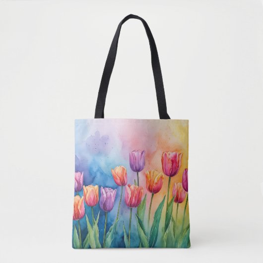Tote Bag Charmant tulipe à aquarelle (Devant)