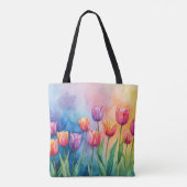 Tote Bag Charmant tulipe à aquarelle (Dos)