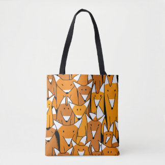 Tote Bag Charmante famille Fox : Motif animal joueuse