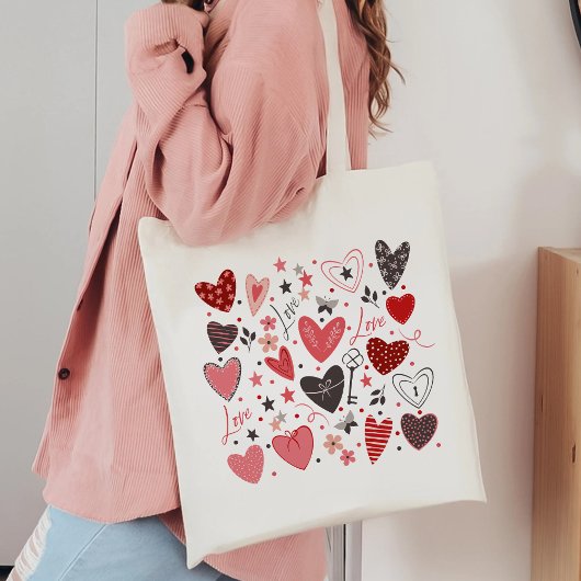 Tote Bag Charme Coeurs d'Amour Artistique