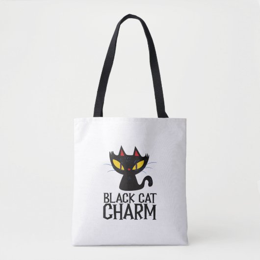 Tote Bag Charme de chat noir Halloween (Devant)