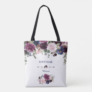 Tote Bag Charme Lavande Marine Bleu Floral Bloom Bridesmaid