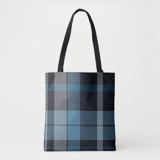 Tote Bag Charme Plaid bleu & noir intemporel : élégant (Devant)