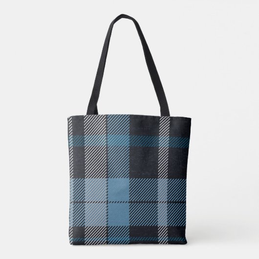 Tote Bag Charme Plaid bleu & noir intemporel : élégant (Dos)