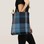 Tote Bag Charme Plaid bleu & noir intemporel : élégant (De près)