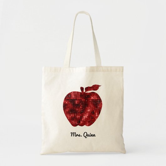 Tote Bag Charme rouge personnalisé d'Apple de paillette de (Devant)