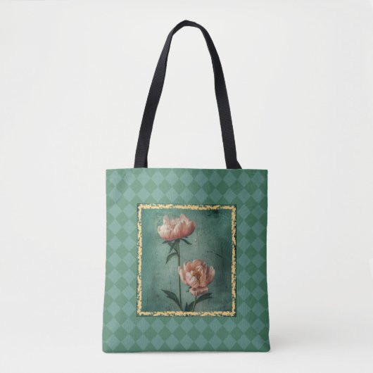 Tote Bag Charming Cottage Style Peony Imprimer (Devant)