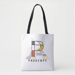 Tote Bag Charming Neoplasticism Style Monogramme. Lettre P