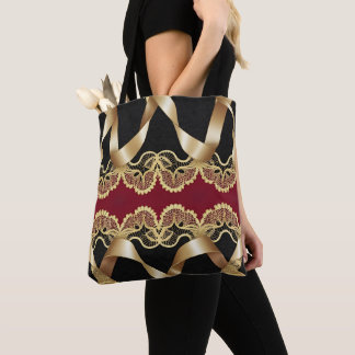 Tote Bag Charming Or noir Ribbon Design