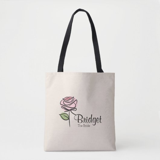 Tote Bag Charming Rose Bride Soirée Fourre-tout - Nom perso (Devant)