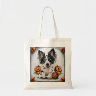 Tote Bag Charming Spott Dog : Halloween Whimsy avec panier