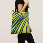 Tote Bag Chartreuse, bleu et jaune géométrique (De près)