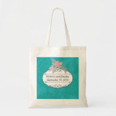 Tote Bag Chartreuse moderne Turquoise Mariage damassé (Devant)