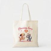 Tote Bag Chasing Love - Joli Chiot & Kitten Love Design (Devant)