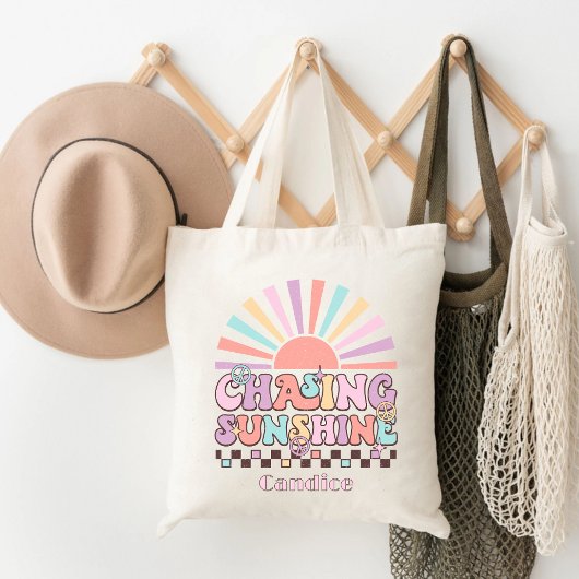Tote Bag Chasing Sunshine Personnalisé Retro Été Graphisme