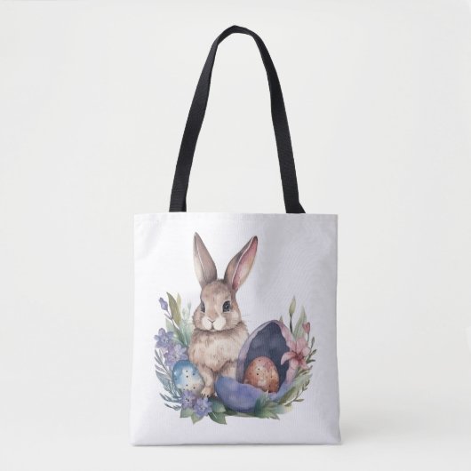 Tote Bag Chasse aux oeufs de lapin de Pâques (Devant)