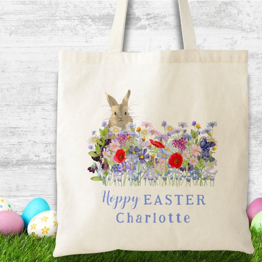 Tote Bag Chasse aux oeufs de lapin de Pâques Hoppy Custom