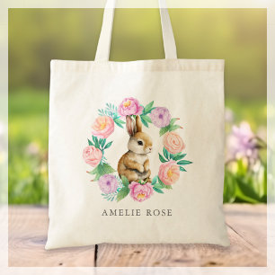 Tote Bag Chasse aux oeufs de lapin de Pâques personnalisée