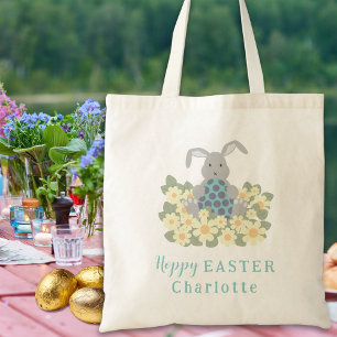 Tote Bag Chasse aux oeufs de Pâques Bunny Floral
