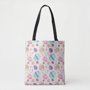 Tote Bag Chasse aux oeufs de Pâques Motif pastel coloré