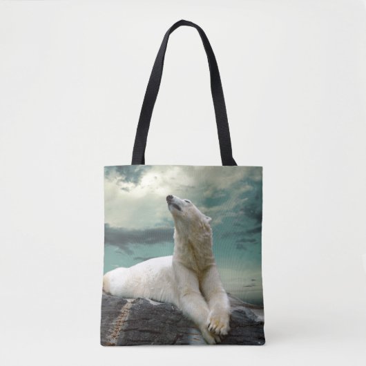 Tote Bag Chasseur blanc d'ours blanc sur la roche (Devant)