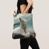 Tote Bag Chasseur blanc d'ours blanc sur la roche (De près)