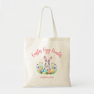 Tote Bag Chasseur d'oeufs de Pâques personnalisé lapin
