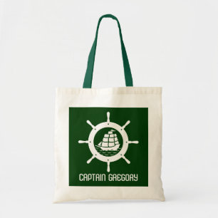 Tote Bag Chasseur Green & White Bateau nautique roue
