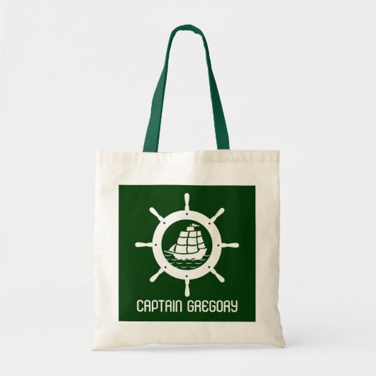 Tote Bag Chasseur Green & White Bateau nautique roue (Devant)