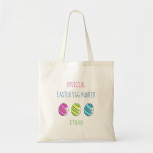 Tote Bag Chasseur officiel d'oeufs de Pâques avec nom