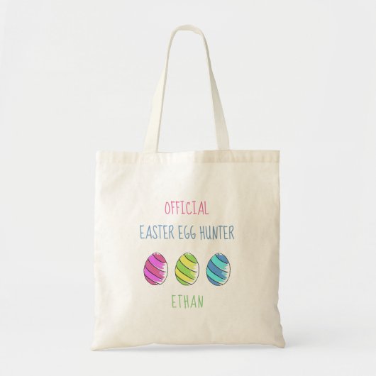 Tote Bag Chasseur officiel d'oeufs de Pâques avec nom (Devant)