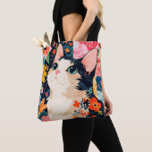 Tote Bag Chat à écailles florales (De près)