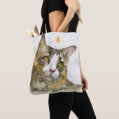 Tote Bag Chat à l'aquarelle (De près)