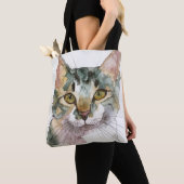 Tote Bag Chat à l'aquarelle (De près)