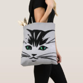 Tote Bag Chat à oeil vert (De près)