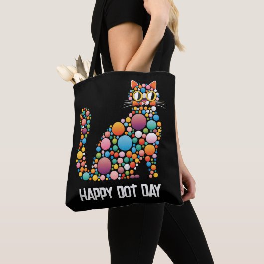 Tote Bag Chat à pois de la journée des points (De près)