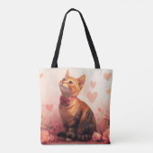 Tote Bag Chat abyssinien avec Rose - Saint Valentin (Dos)