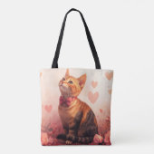 Tote Bag Chat abyssinien avec Rose - Saint Valentin (Dos)