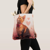 Tote Bag Chat abyssinien avec Rose - Saint Valentin (De près)