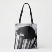 Tote Bag Chat amateur de livres (Devant)