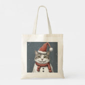 Tote Bag Chat amusant Noël Snowman mignonne (Dos)