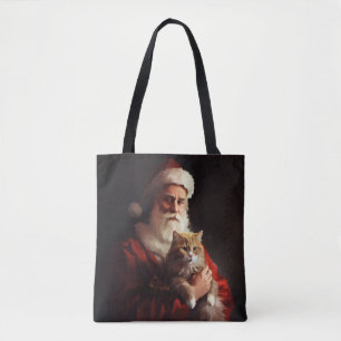 Tote Bag Chat angora turc Père Noël Festif Noël