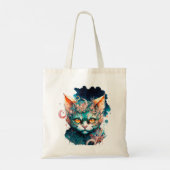 Tote Bag Chat aquarelle en style steampunk (Dos)