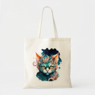 Tote Bag Chat aquarelle en style steampunk