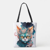 Tote Bag Chat aquarelle en style steampunk (Dos)