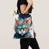 Tote Bag Chat aquarelle en style steampunk (De près)