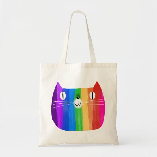 Tote Bag Chat arc-en-ciel (Devant)